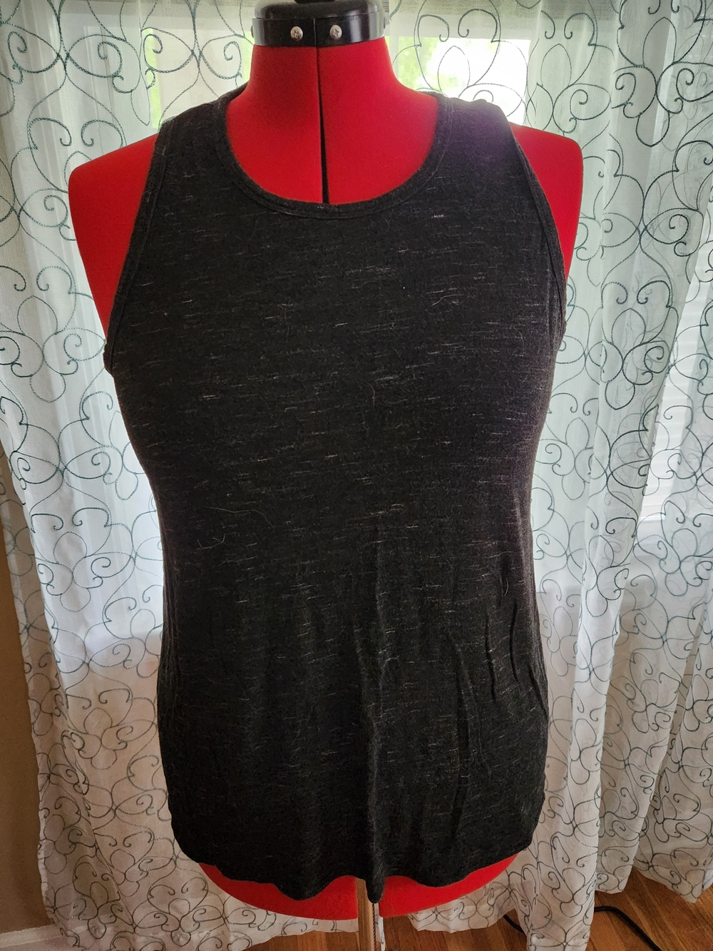 Old Navy Black Marled Crewneck Tank Top